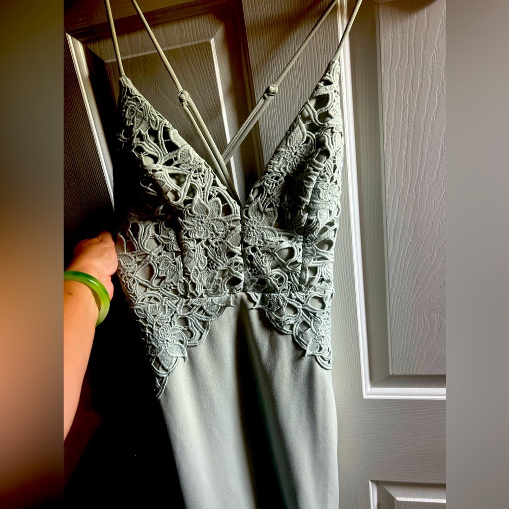 Lulus Floor Length Sage Colored Dress